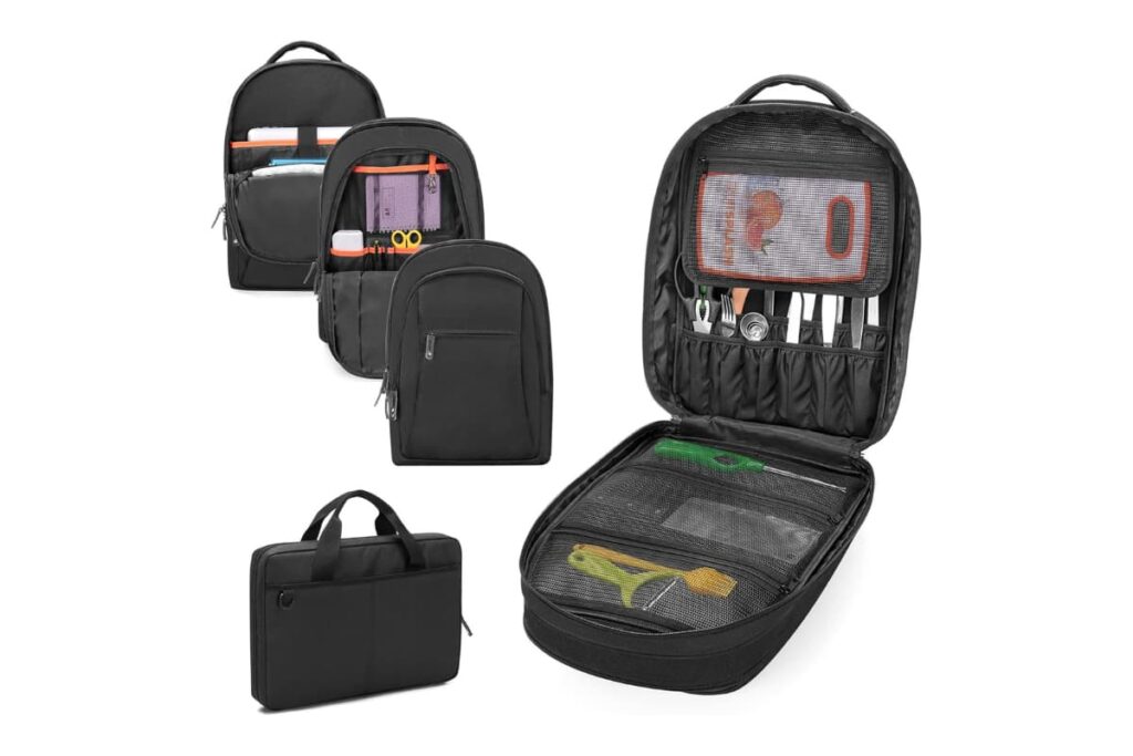 Sam Dew Three-layer Chef Backpack with Knife Bag, Professional Knife Backpack & Chef Bag with 12 + 23 Slots